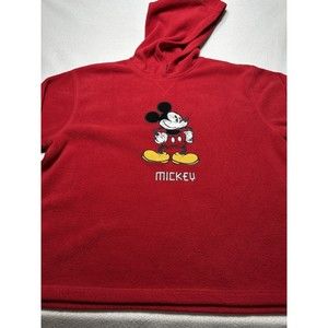 Disney Mickey Mouse Hooded Pullover Unisex Fleece Large - Minor Wear